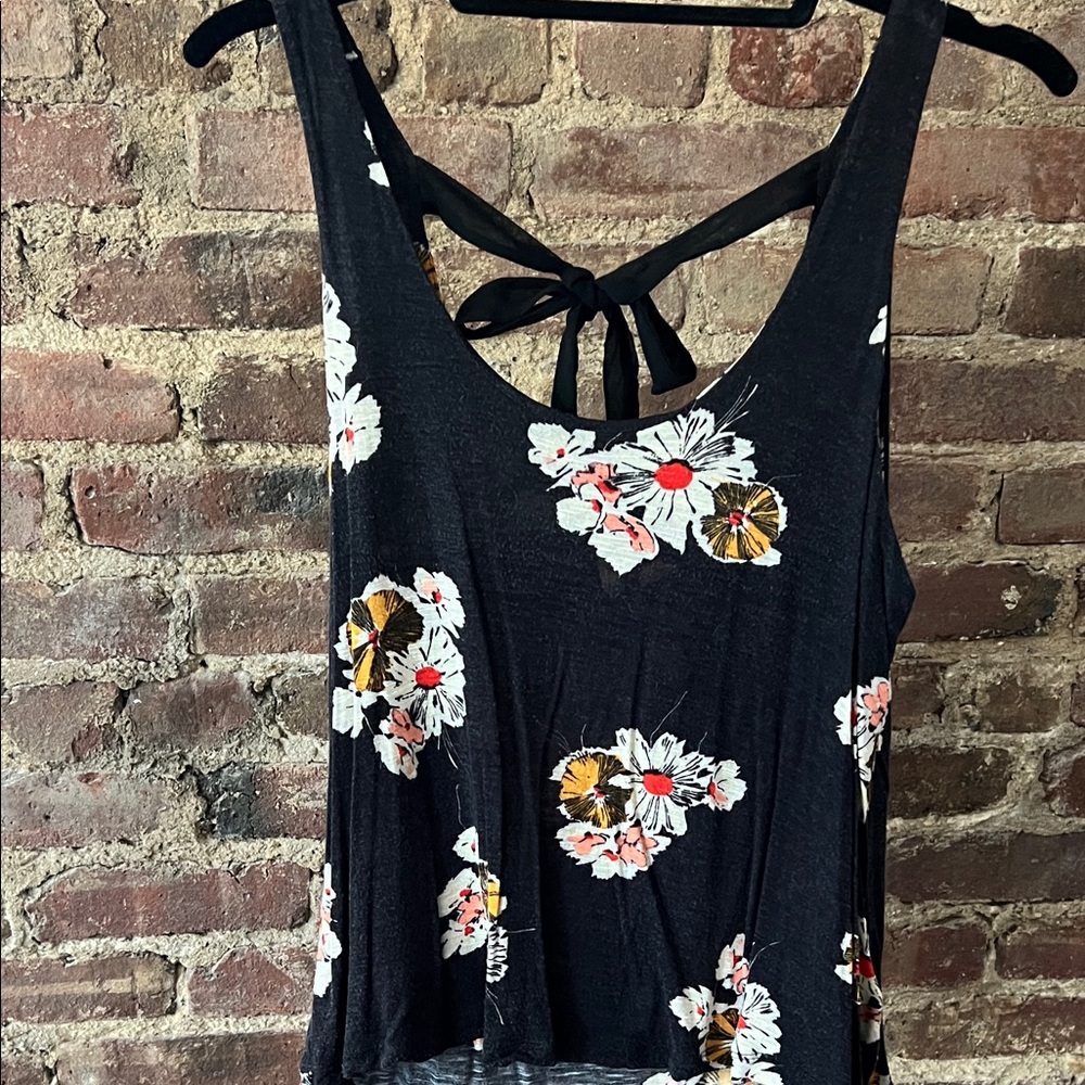 Urban Outfitters Black Floral Tank Top
